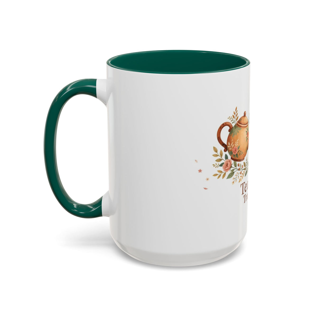 Tea Time Tranquility color accent ceramic tea mug — Amanda's Brew House