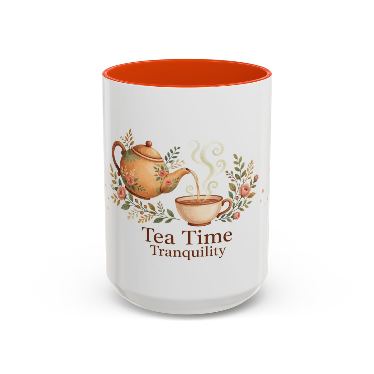 Tea Time Tranquility color accent ceramic tea mug — Amanda's Brew House
