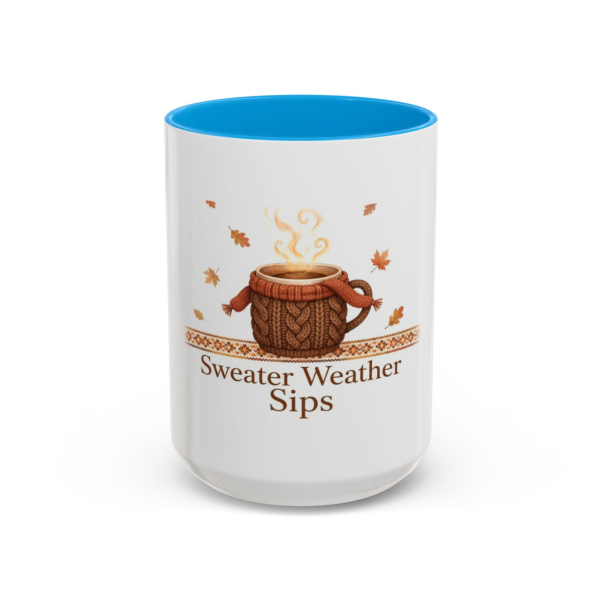 Sweater Weather Sips color accent ceramic coffee mug — Amanda's Brew House