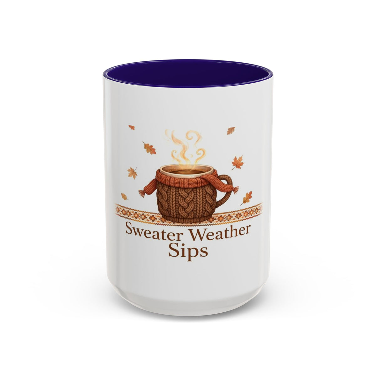Sweater Weather Sips color accent ceramic coffee mug — Amanda's Brew House