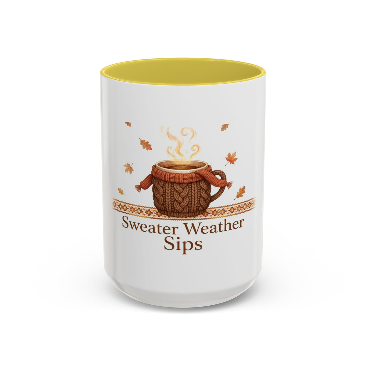 Sweater Weather Sips color accent ceramic coffee mug — Amanda's Brew House