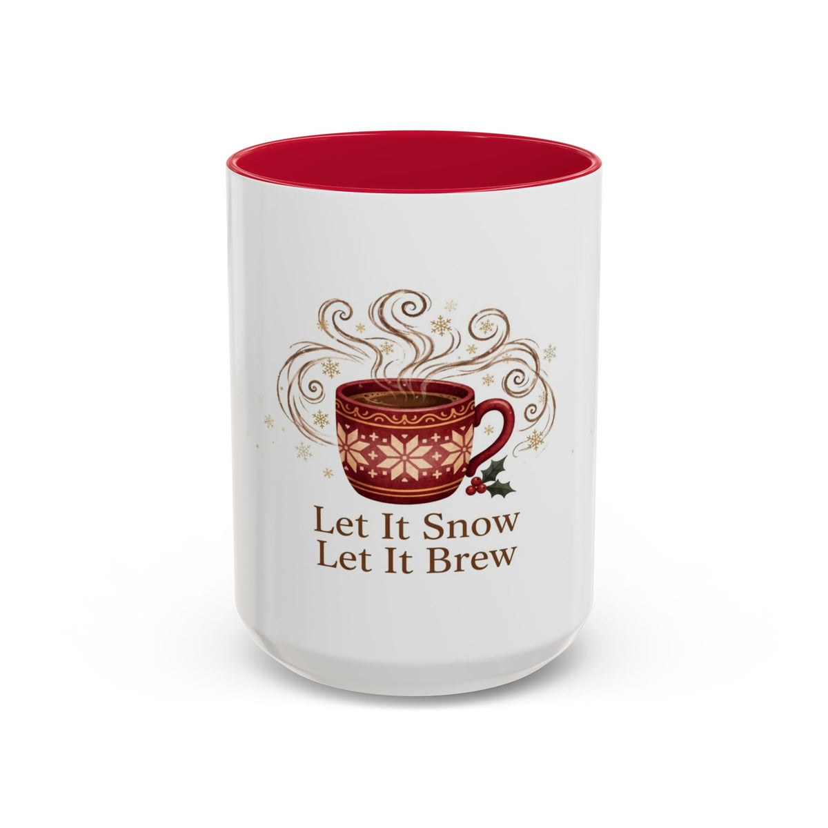 Let It Snow, Let It Brew color accent ceramic coffee mug — Amanda's Brew House