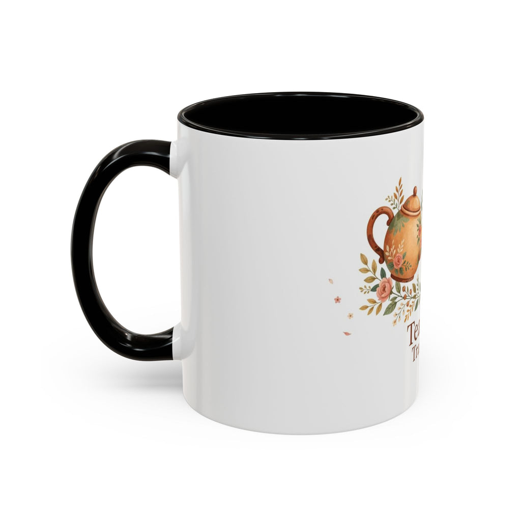 Tea Time Tranquility color accent ceramic tea mug — Amanda's Brew House