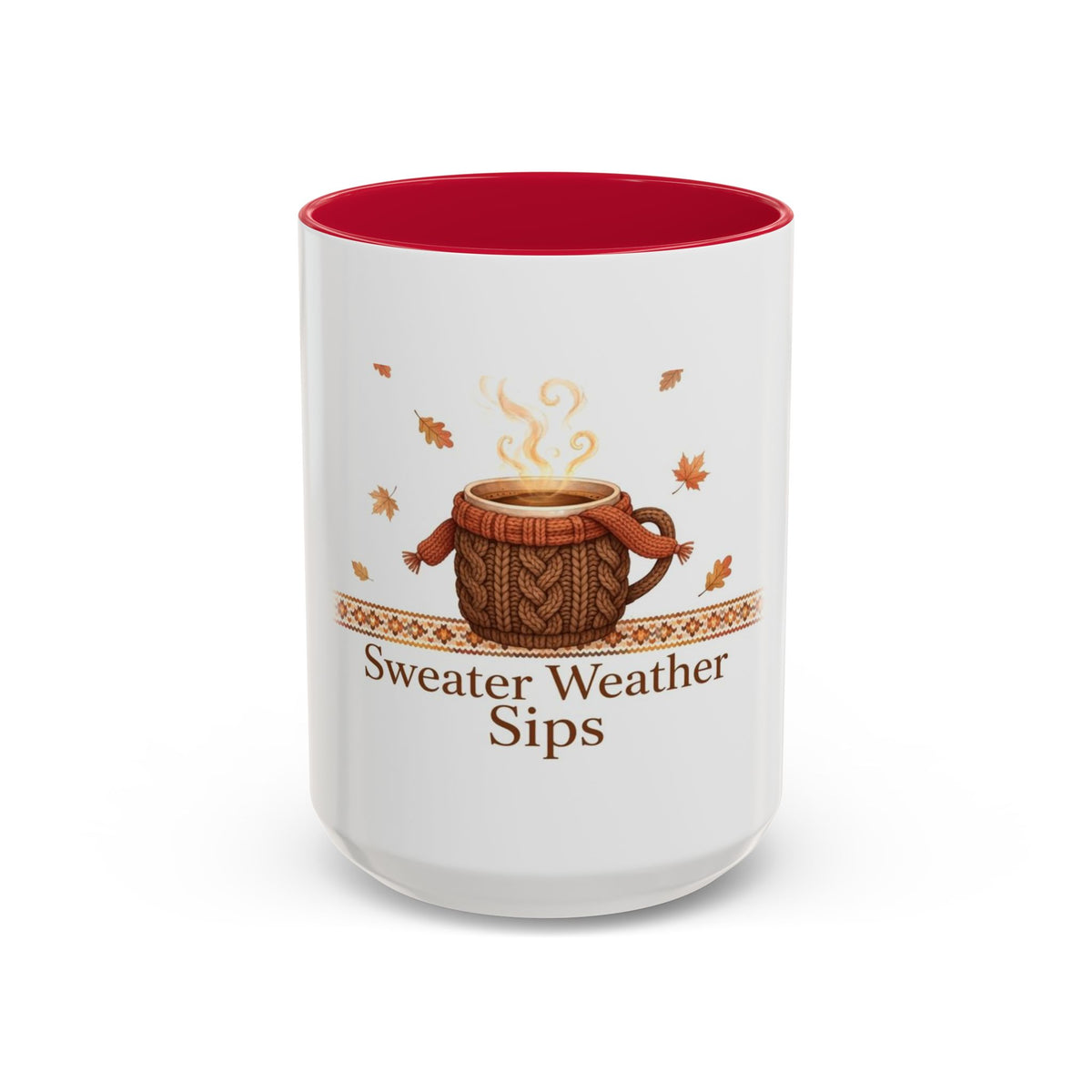 Sweater Weather Sips color accent ceramic coffee mug — Amanda's Brew House