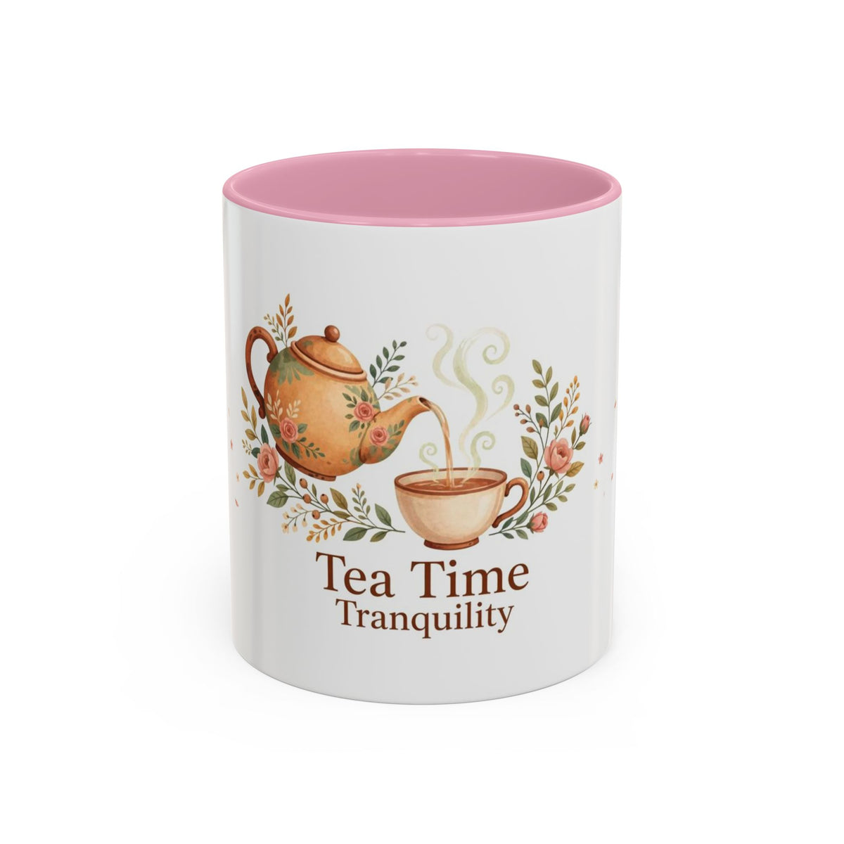 Tea Time Tranquility color accent ceramic tea mug — Amanda's Brew House