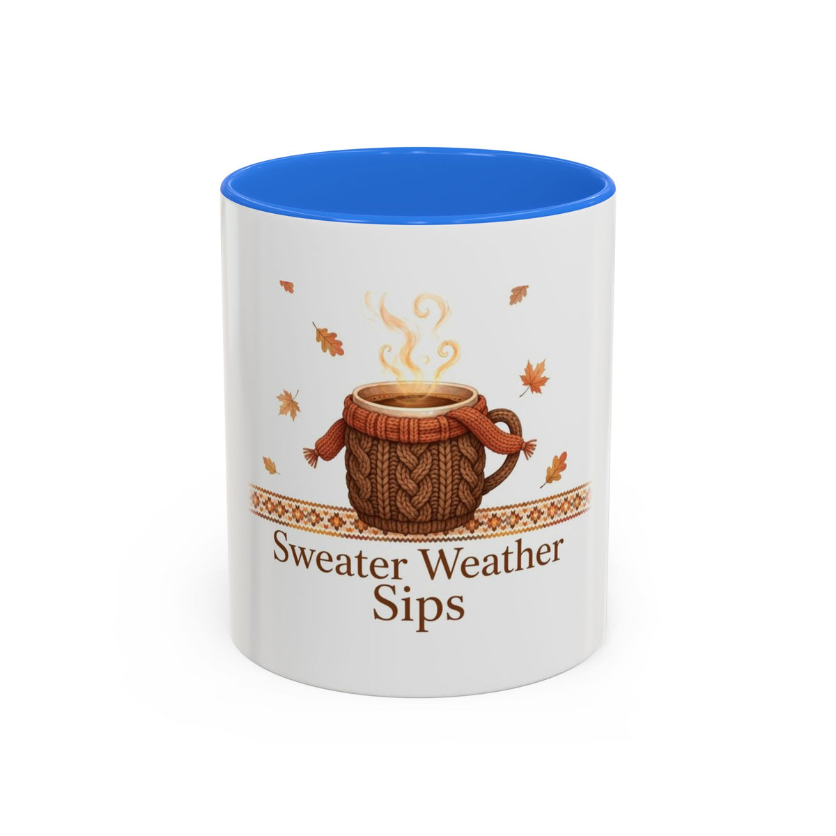 Sweater Weather Sips color accent ceramic coffee mug — Amanda's Brew House