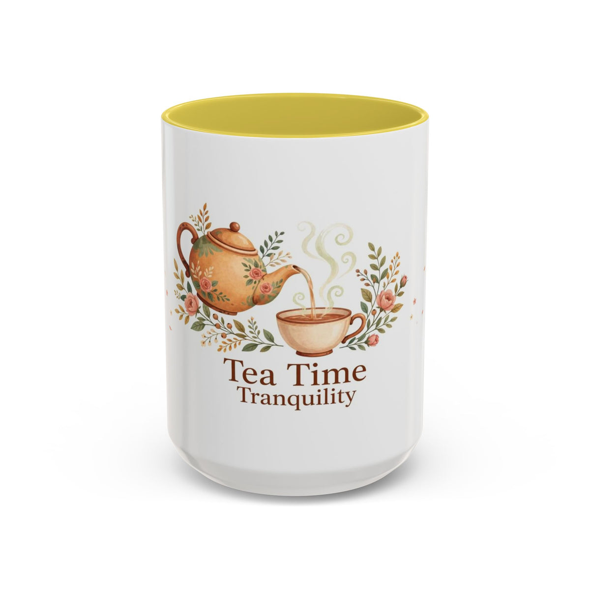 Tea Time Tranquility color accent ceramic tea mug — Amanda's Brew House