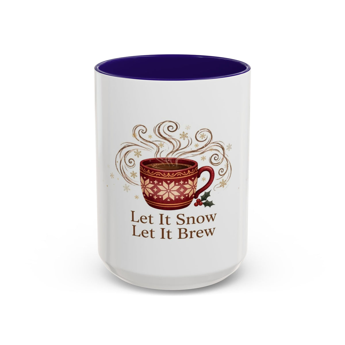 Let It Snow, Let It Brew color accent ceramic coffee mug — Amanda's Brew House