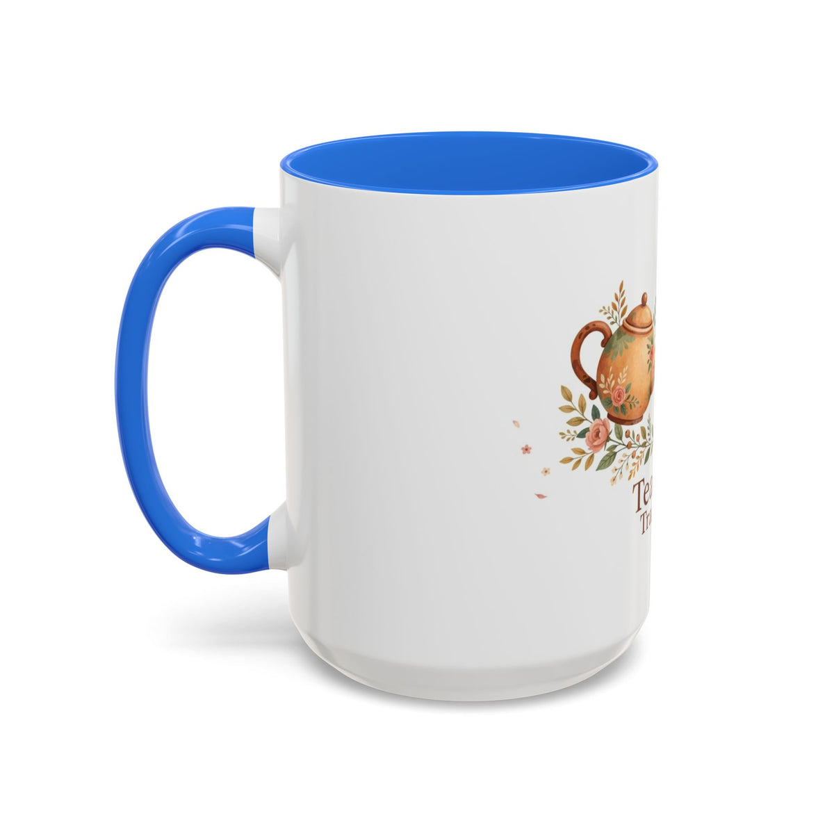 Tea Time Tranquility color accent ceramic tea mug — Amanda's Brew House
