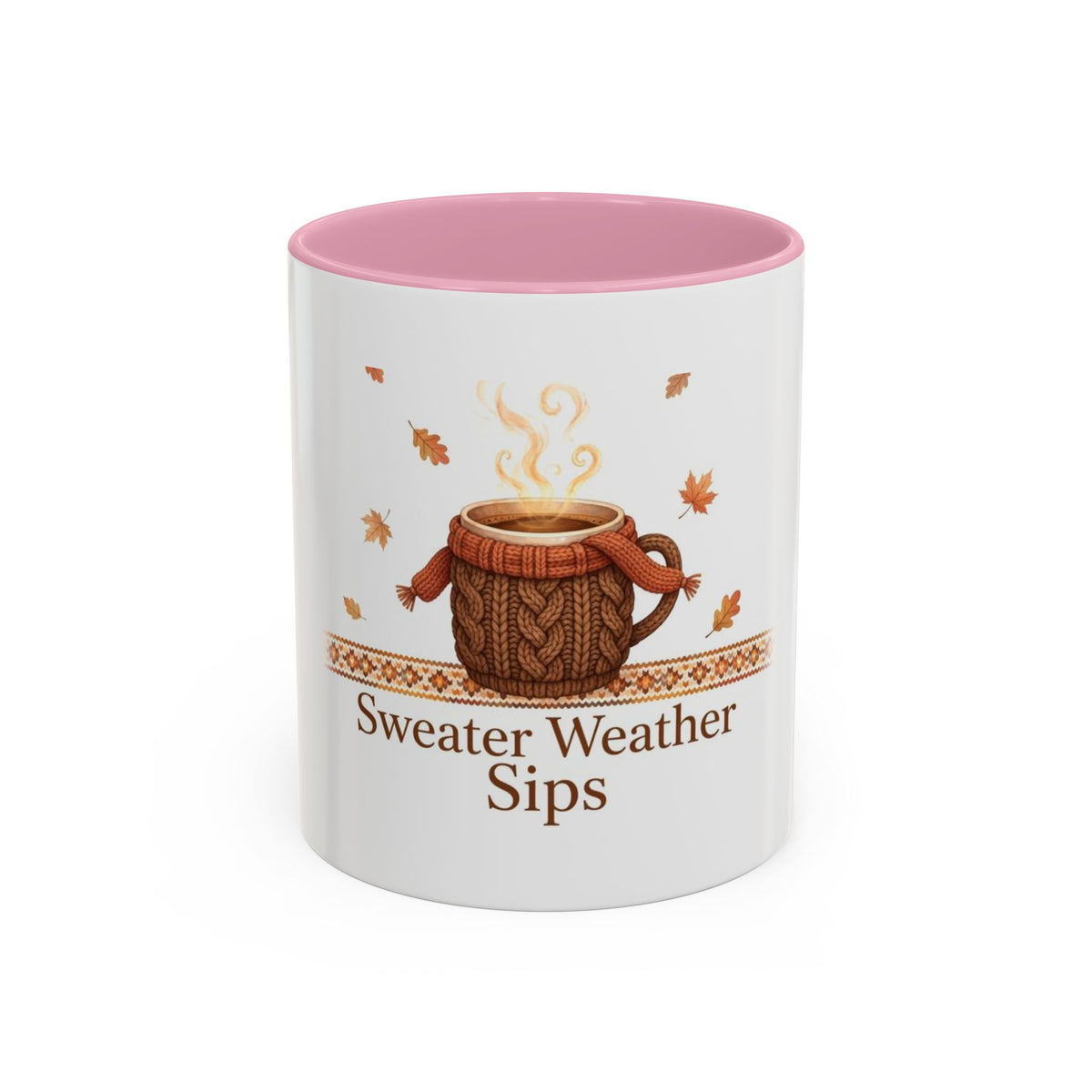 Sweater Weather Sips color accent ceramic coffee mug — Amanda's Brew House