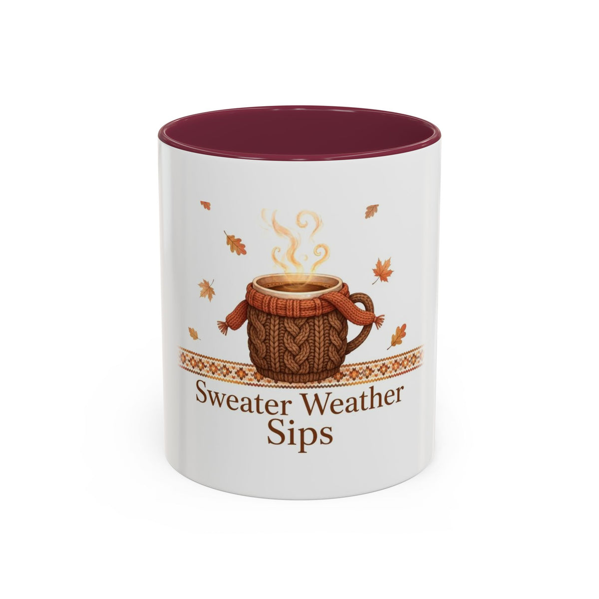 Sweater Weather Sips color accent ceramic coffee mug — Amanda's Brew House