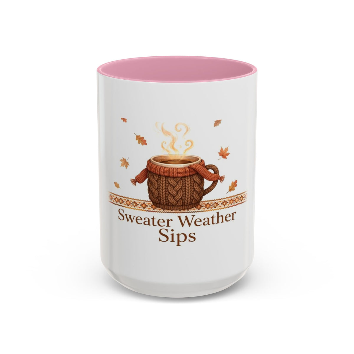 Sweater Weather Sips color accent ceramic coffee mug — Amanda's Brew House