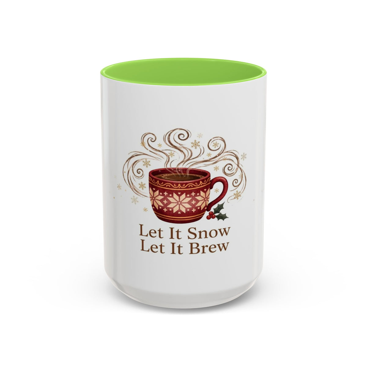 Let It Snow, Let It Brew color accent ceramic coffee mug — Amanda's Brew House
