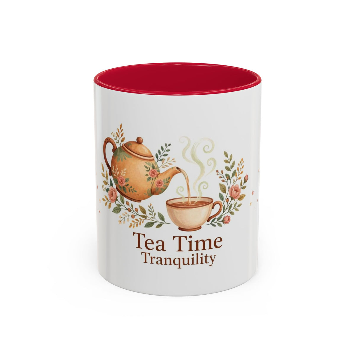 Tea Time Tranquility color accent ceramic tea mug — Amanda's Brew House