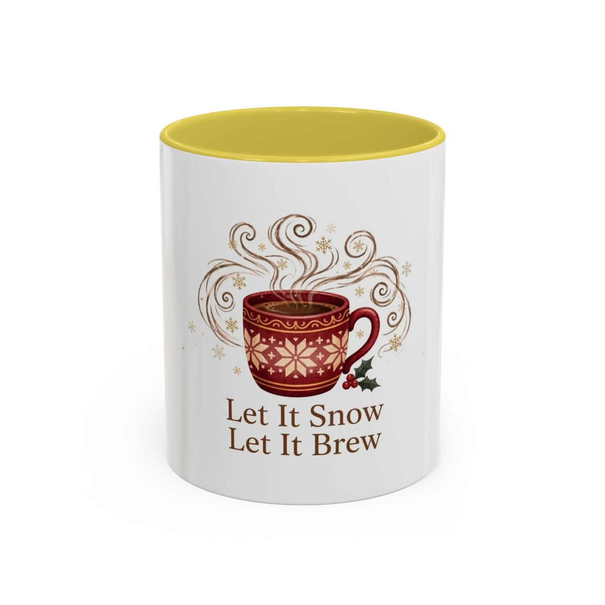 Let It Snow, Let It Brew color accent ceramic coffee mug — Amanda's Brew House