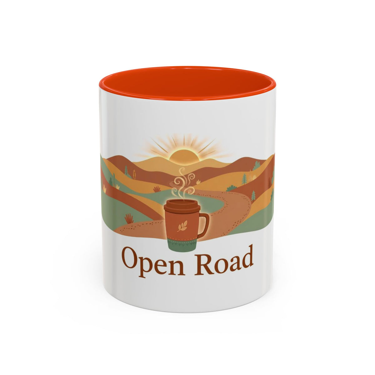 Open Road color accent ceramic coffee mug — Amanda's Brew House