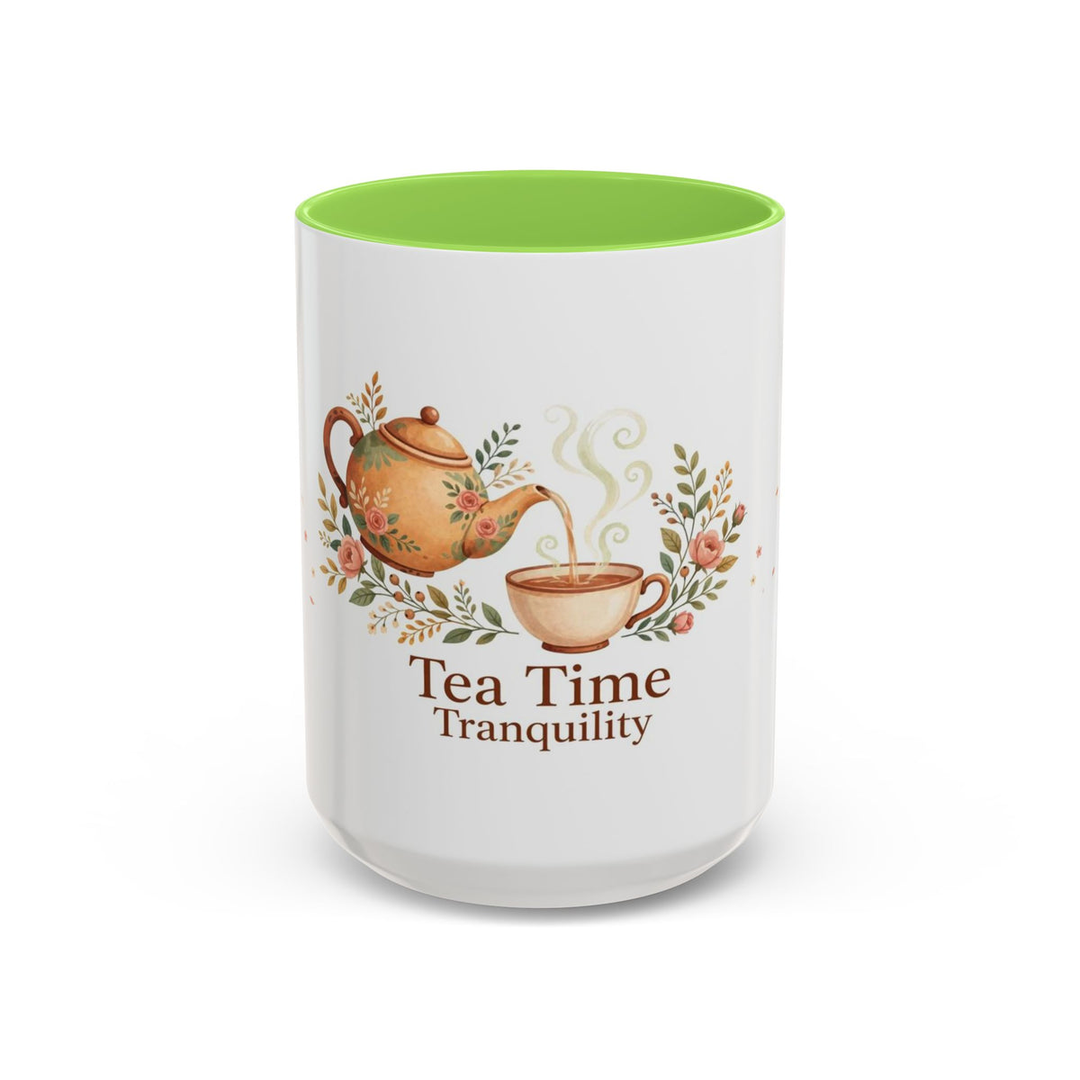 Tea Time Tranquility color accent ceramic tea mug — Amanda's Brew House