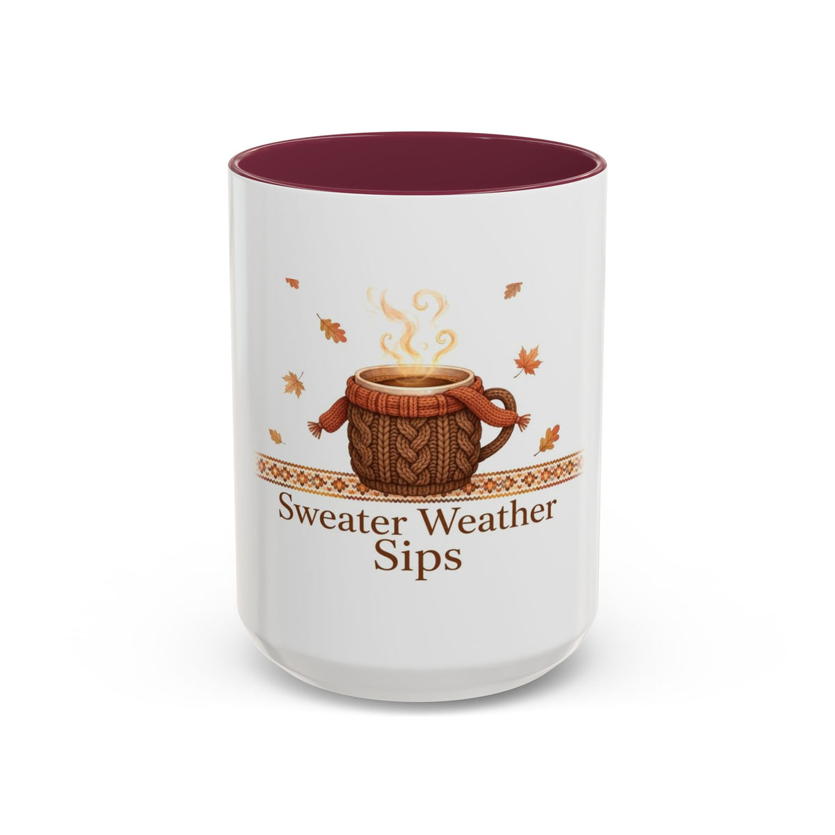Sweater Weather Sips color accent ceramic coffee mug — Amanda's Brew House