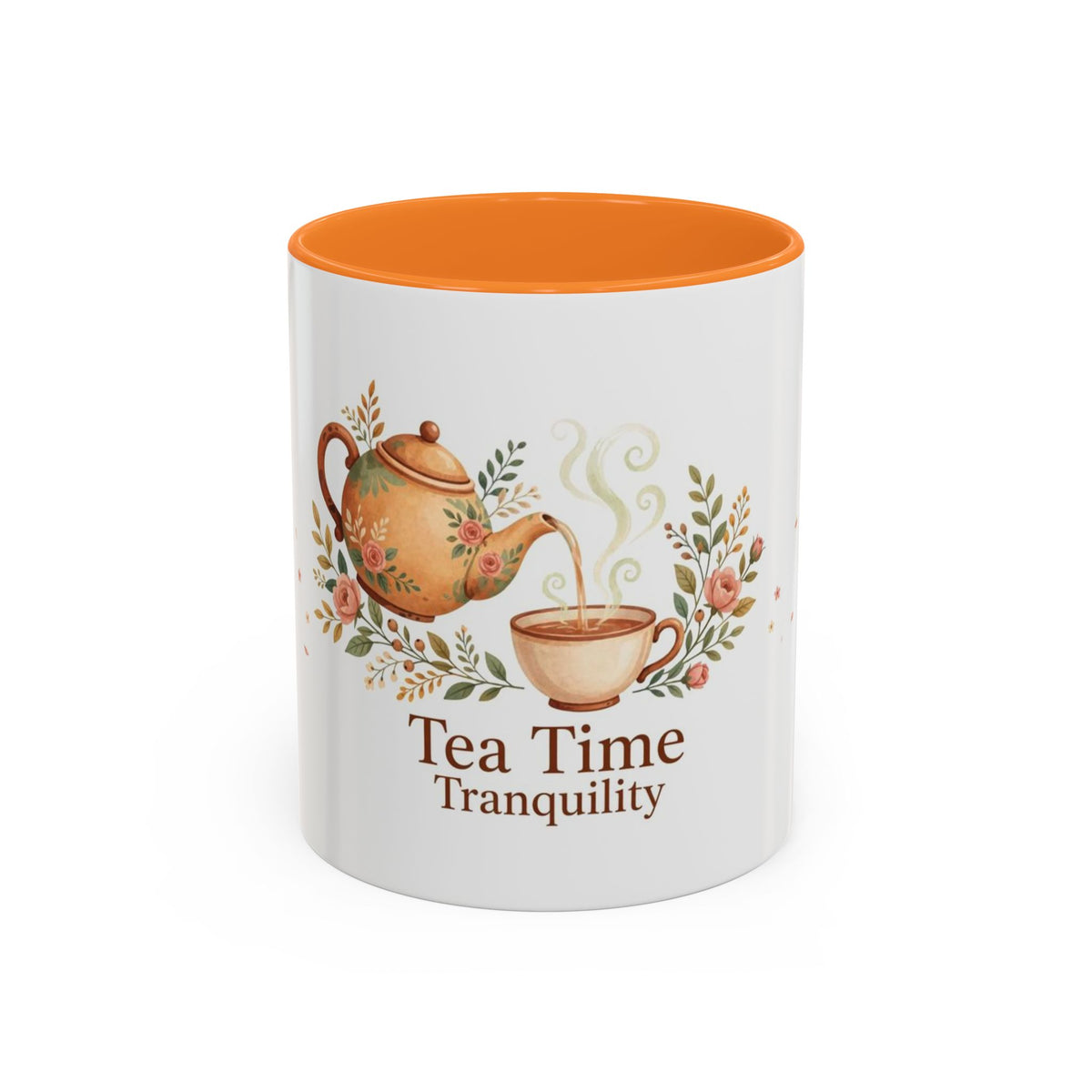Tea Time Tranquility color accent ceramic tea mug — Amanda's Brew House
