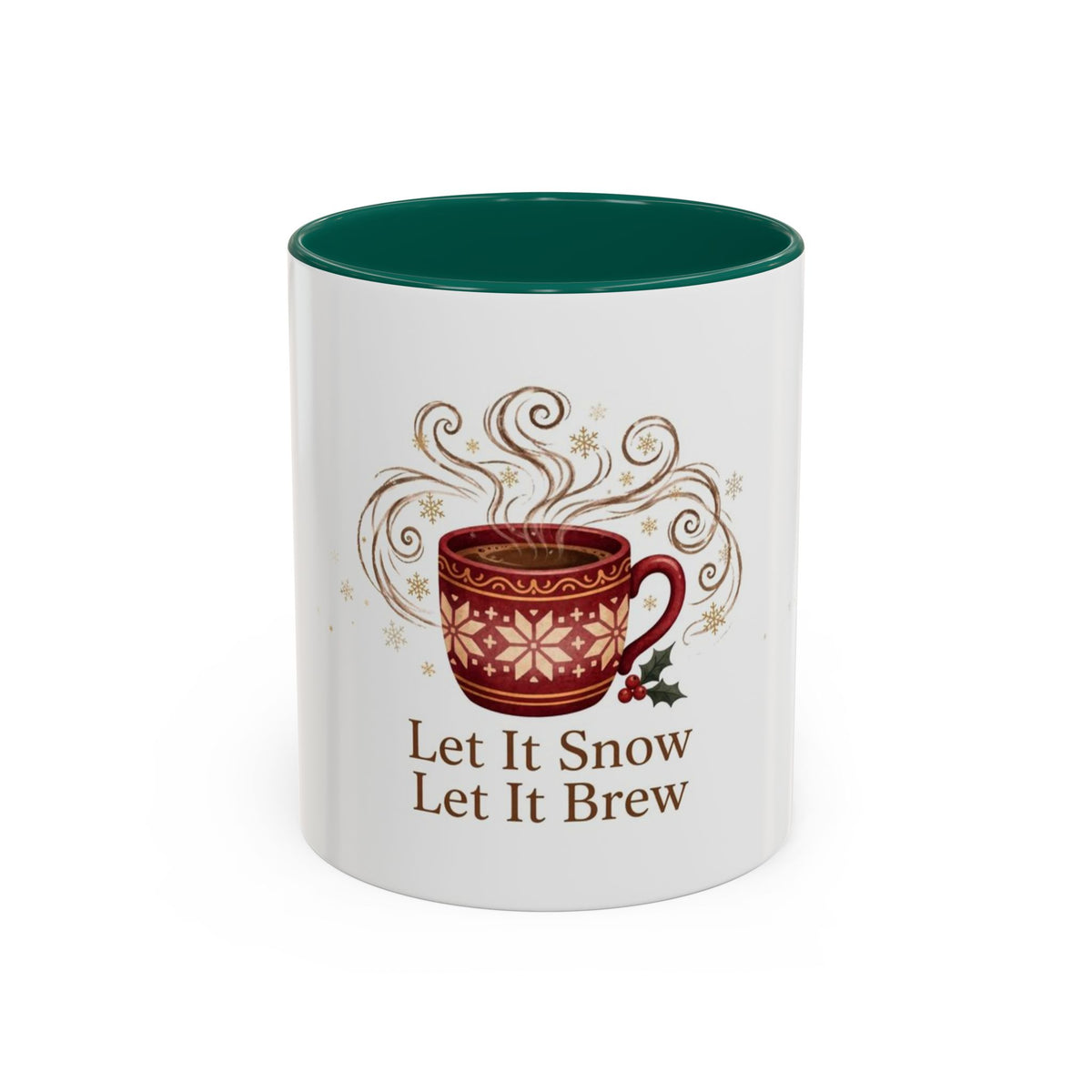 Let It Snow, Let It Brew color accent ceramic coffee mug — Amanda's Brew House