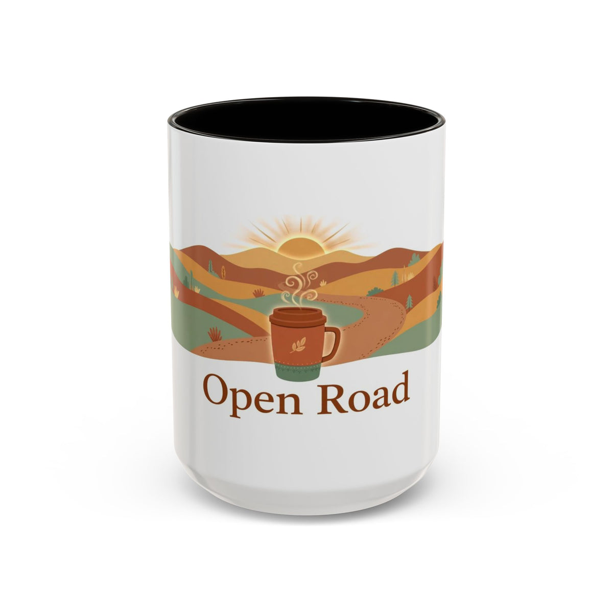 Open Road color accent ceramic coffee mug — Amanda's Brew House