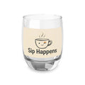 Sip Happens minimalist artwork on 6 oz whiskey glass