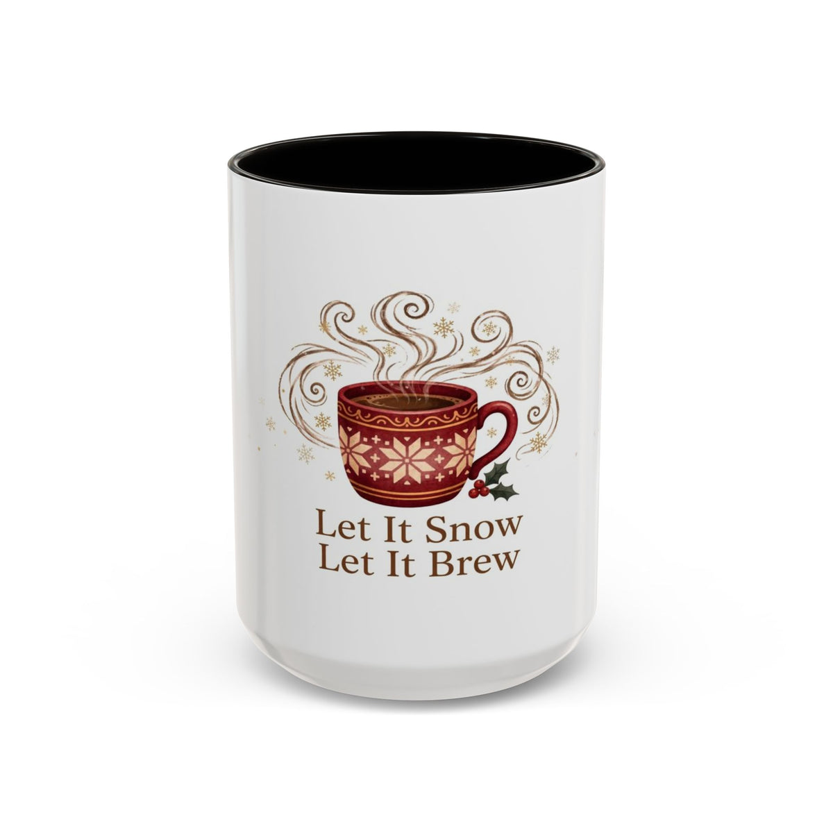 Let It Snow, Let It Brew color accent ceramic coffee mug — Amanda's Brew House