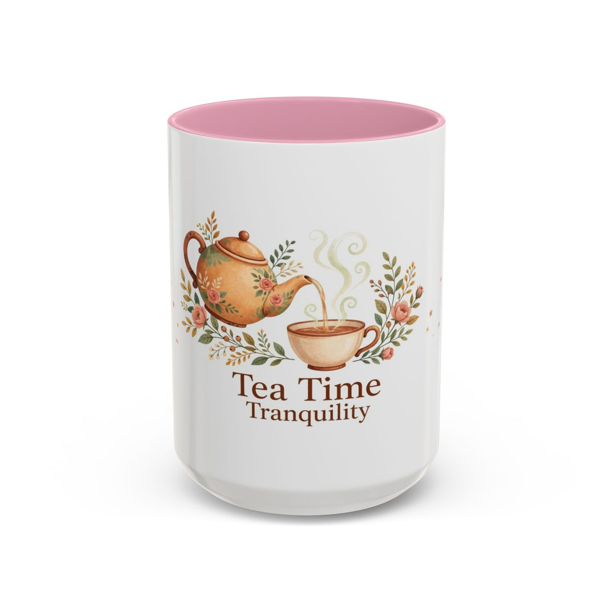 Tea Time Tranquility color accent ceramic tea mug — Amanda's Brew House