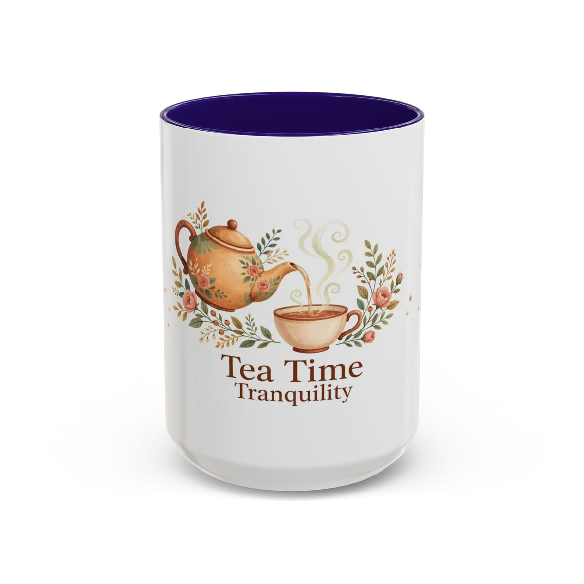 Tea Time Tranquility color accent ceramic tea mug — Amanda's Brew House