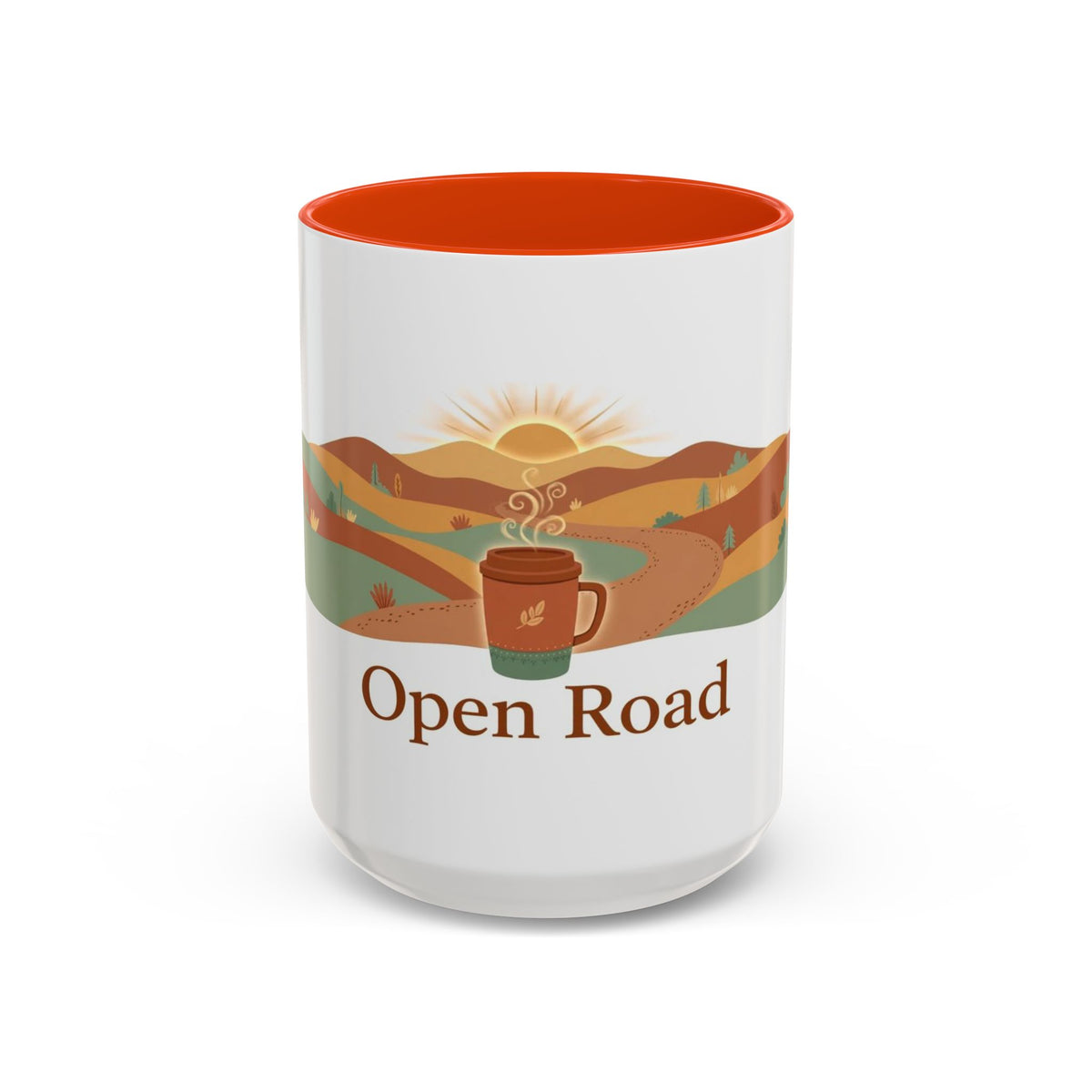 Open Road color accent ceramic coffee mug — Amanda's Brew House