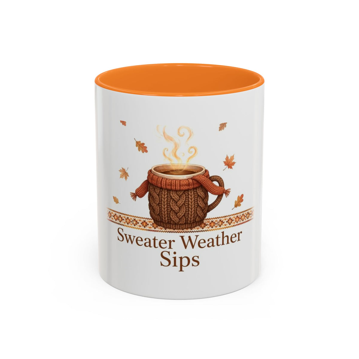 Sweater Weather Sips color accent ceramic coffee mug — Amanda's Brew House