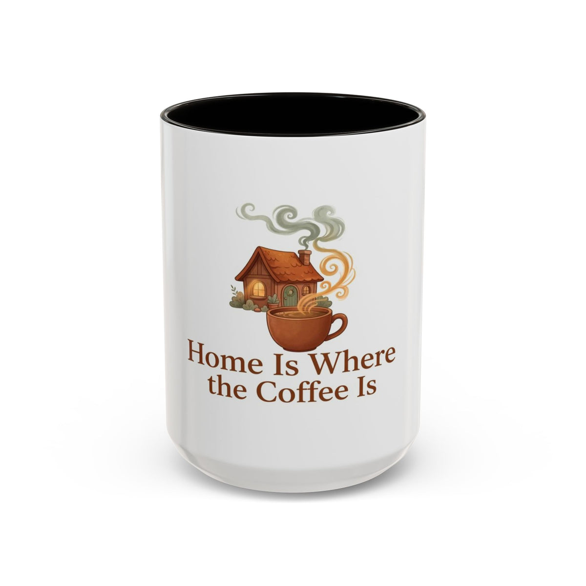Home Is Where the Coffee Is color accent ceramic coffee mug — Amanda's Brew House