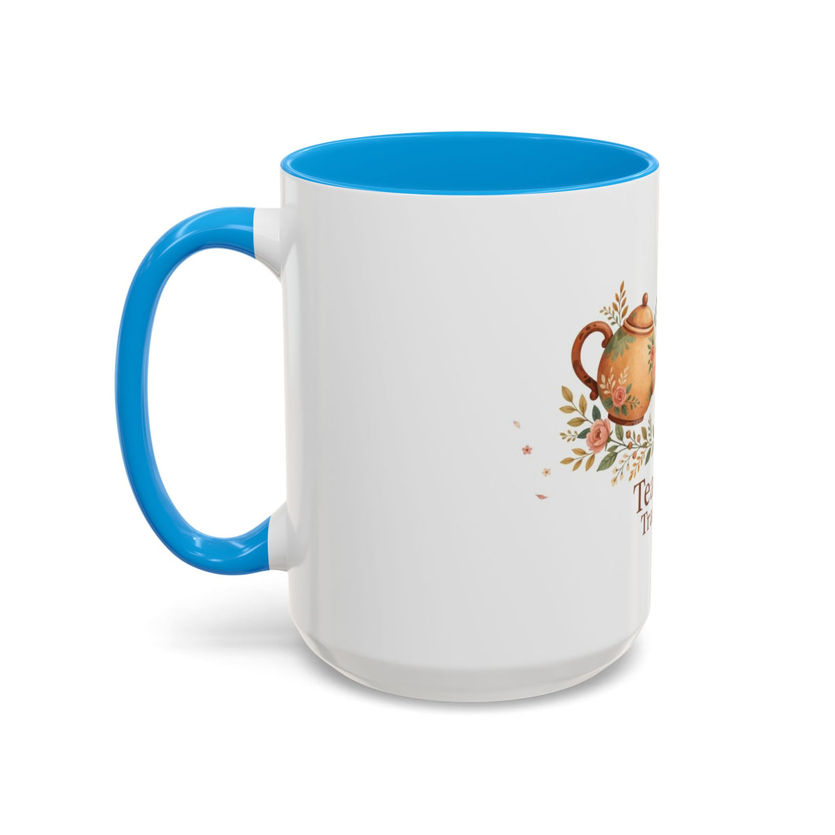Tea Time Tranquility color accent ceramic tea mug — Amanda's Brew House