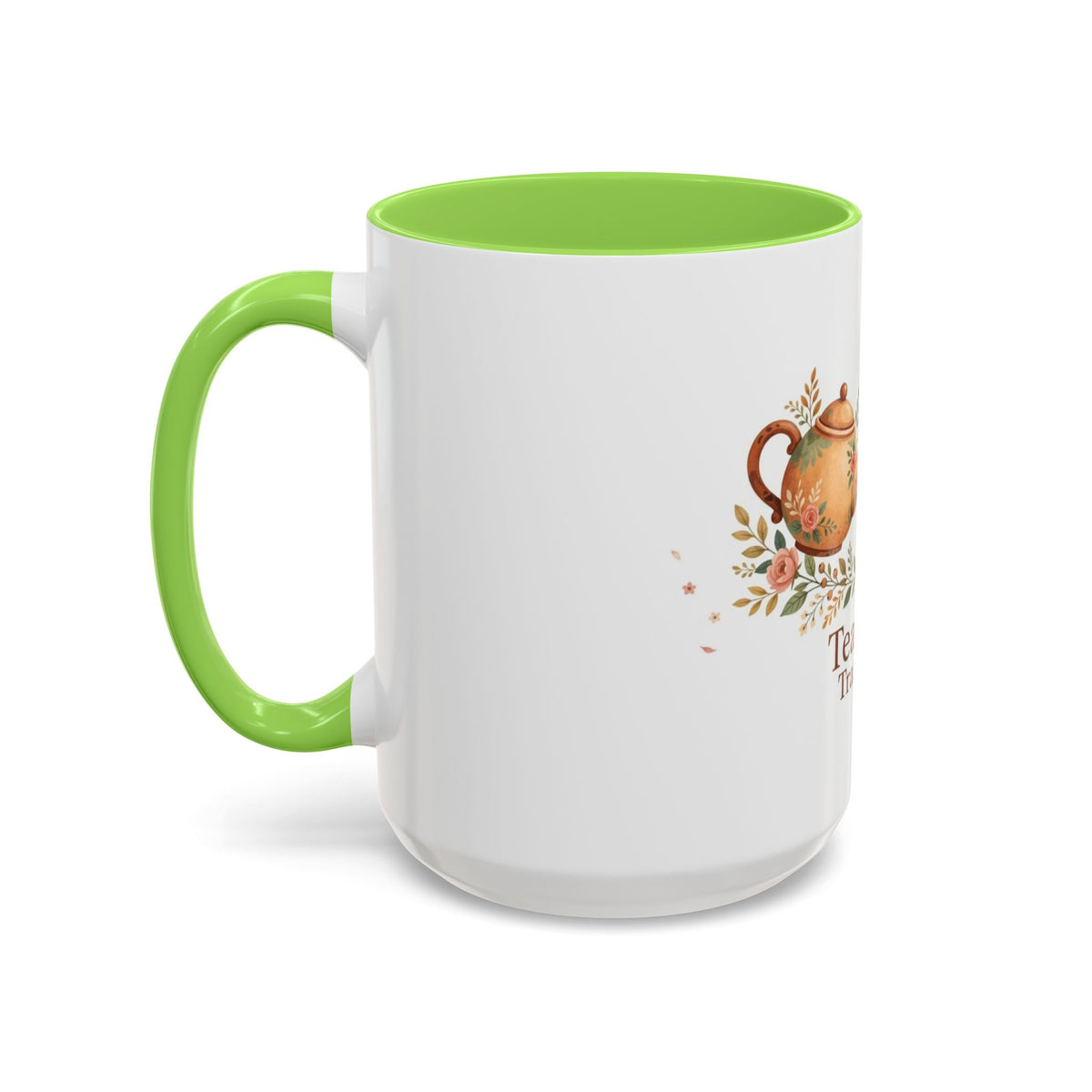 Tea Time Tranquility color accent ceramic tea mug — Amanda's Brew House