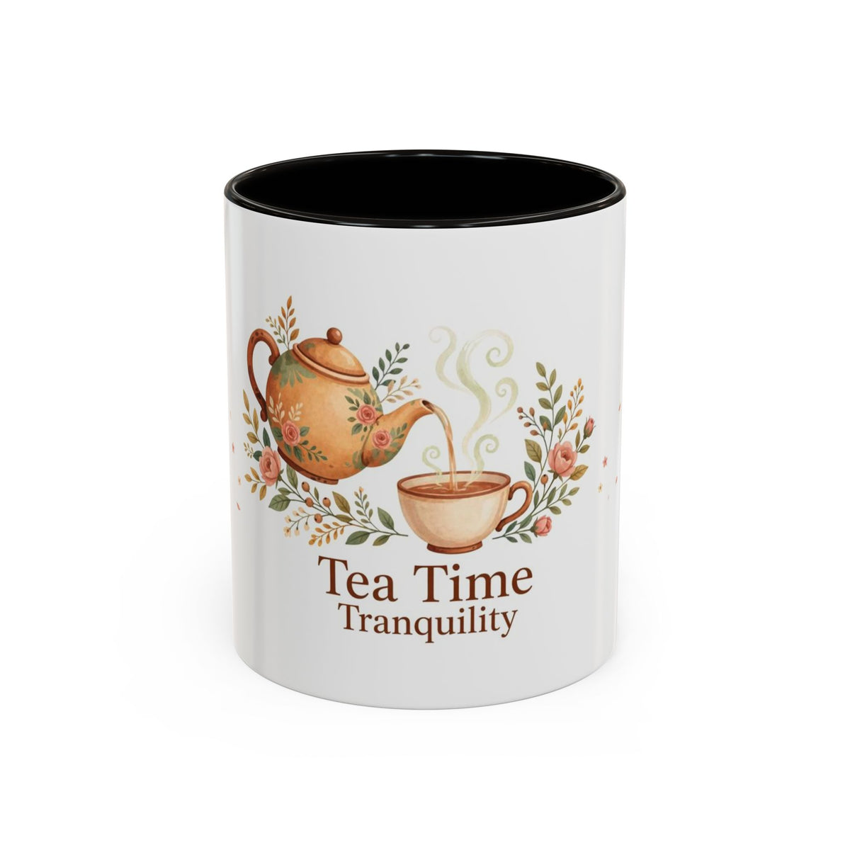 Tea Time Tranquility color accent ceramic tea mug — Amanda's Brew House