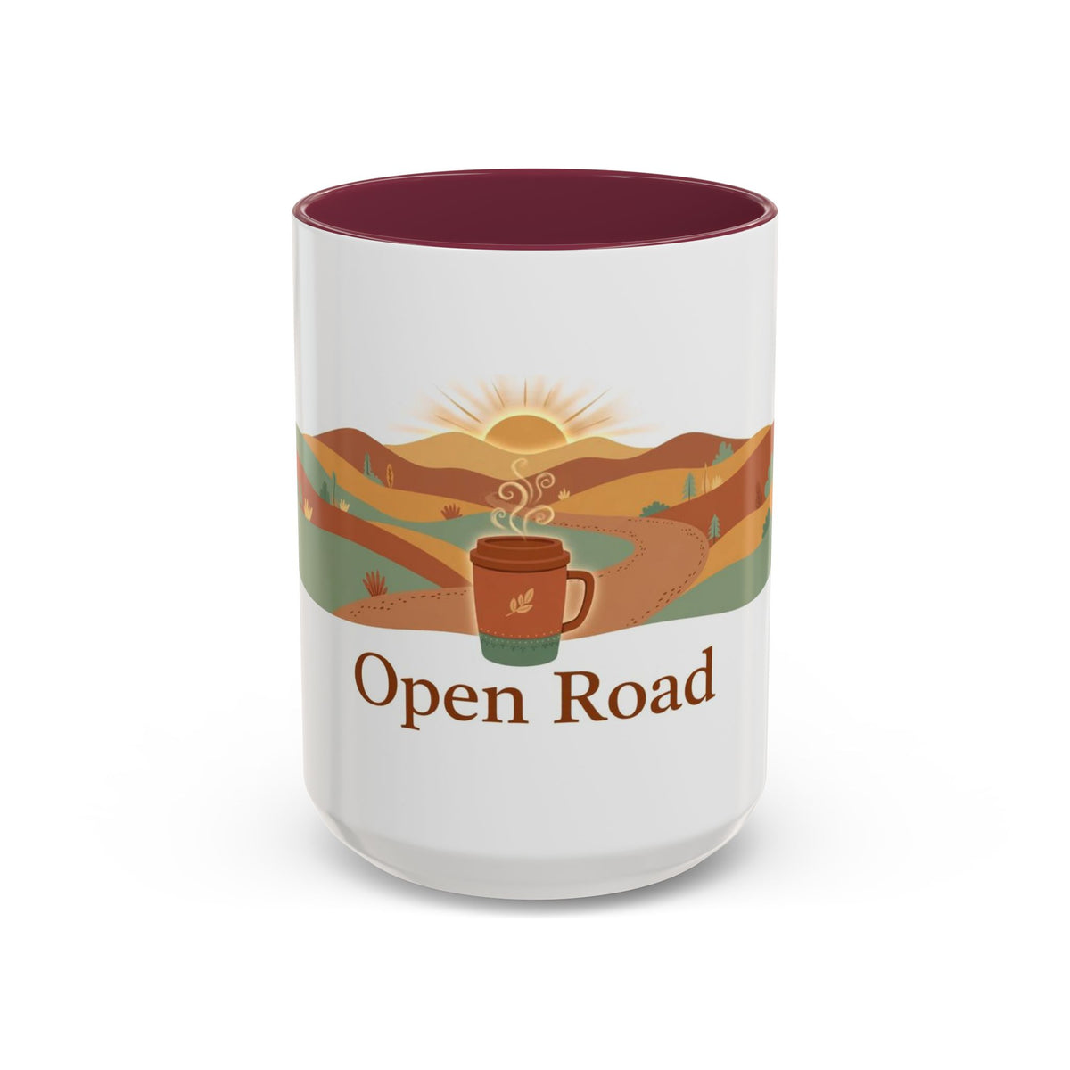 Open Road color accent ceramic coffee mug — Amanda's Brew House