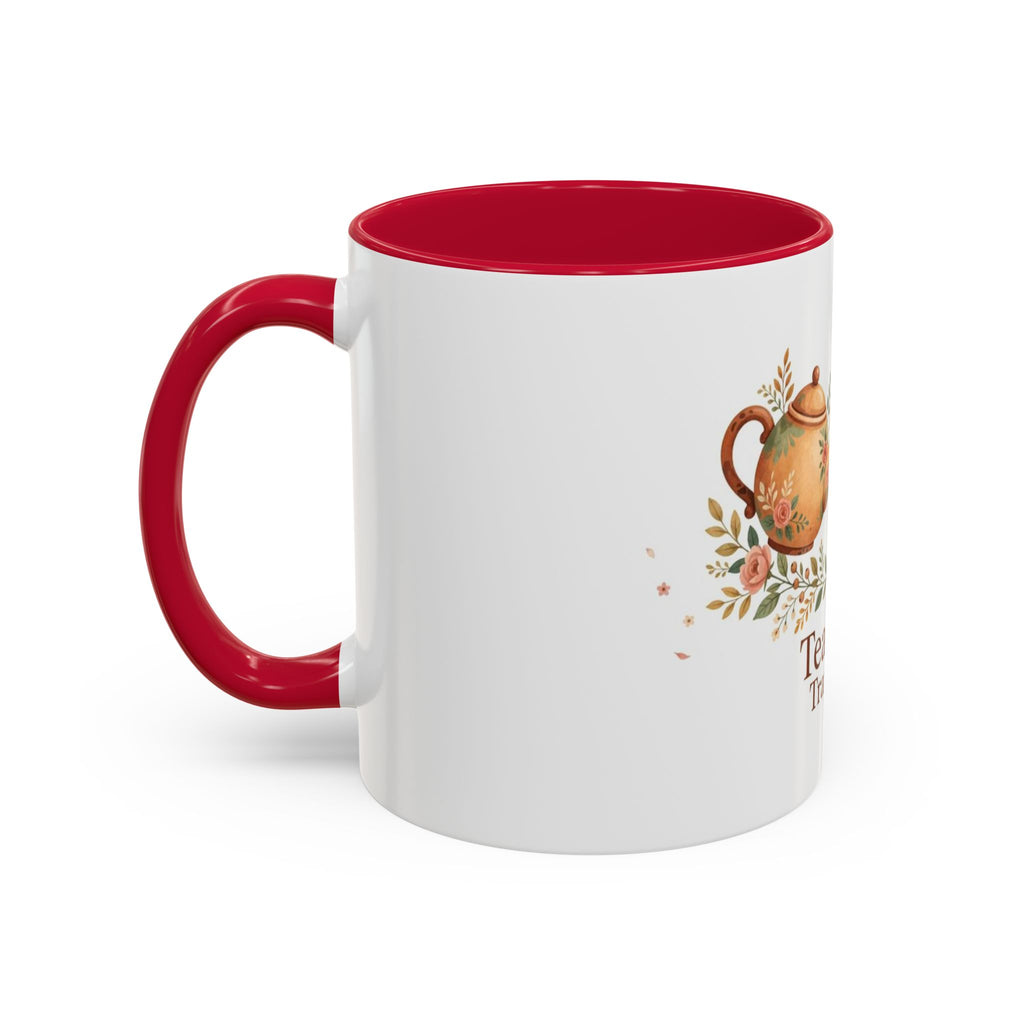 Tea Time Tranquility color accent ceramic tea mug — Amanda's Brew House