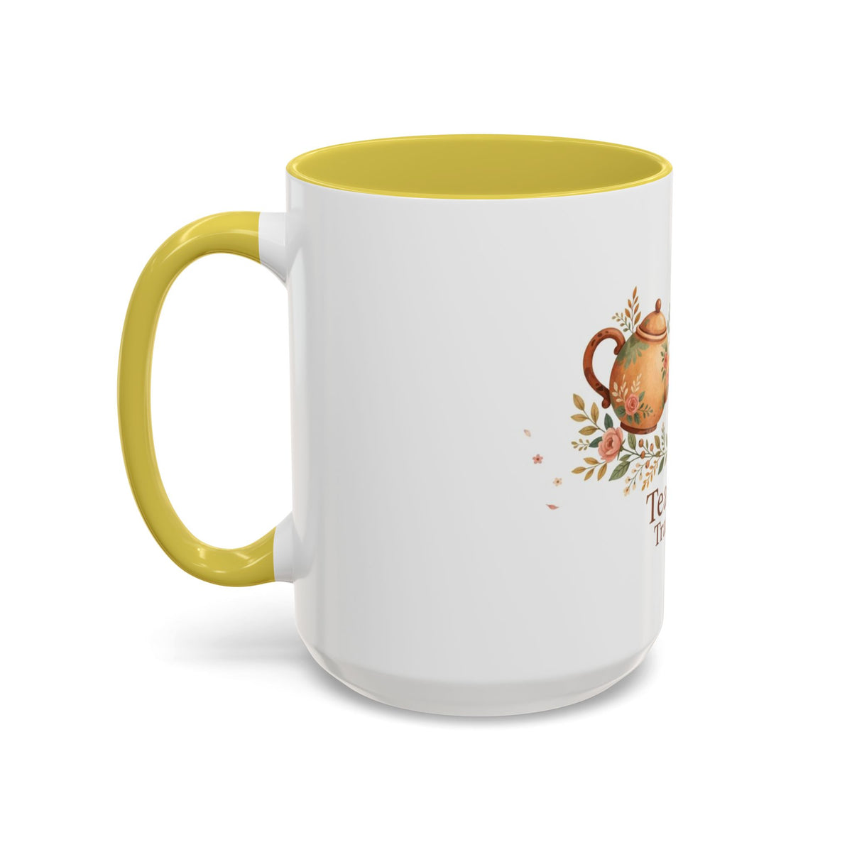 Tea Time Tranquility color accent ceramic tea mug — Amanda's Brew House