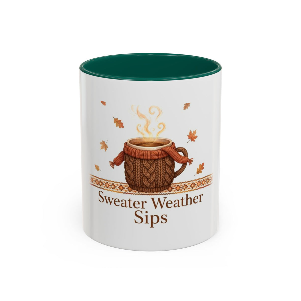 Sweater Weather Sips color accent ceramic coffee mug — Amanda's Brew House