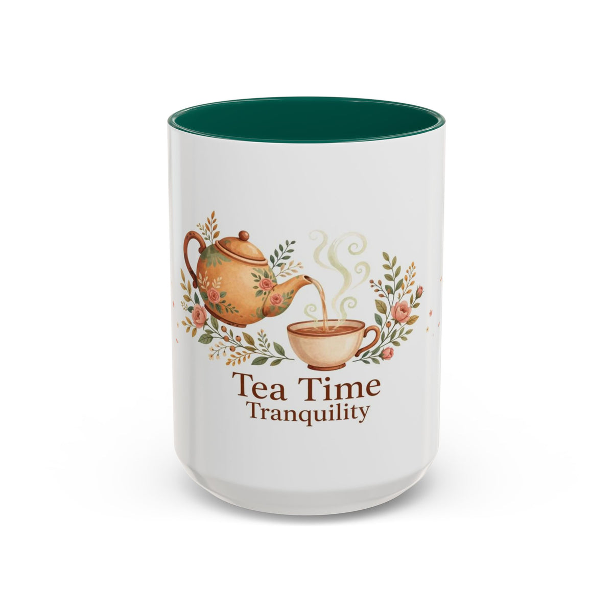 Tea Time Tranquility color accent ceramic tea mug — Amanda's Brew House
