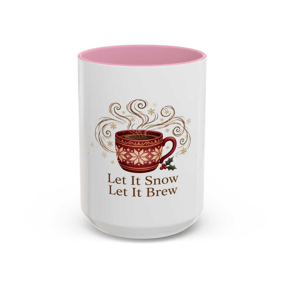 Let It Snow, Let It Brew color accent ceramic coffee mug — Amanda's Brew House