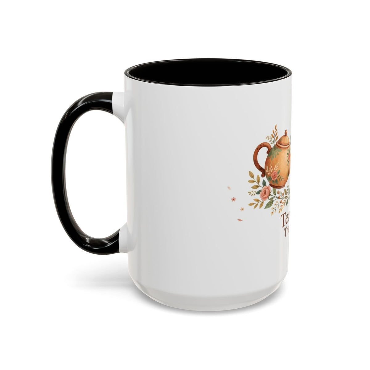 Tea Time Tranquility color accent ceramic tea mug — Amanda's Brew House