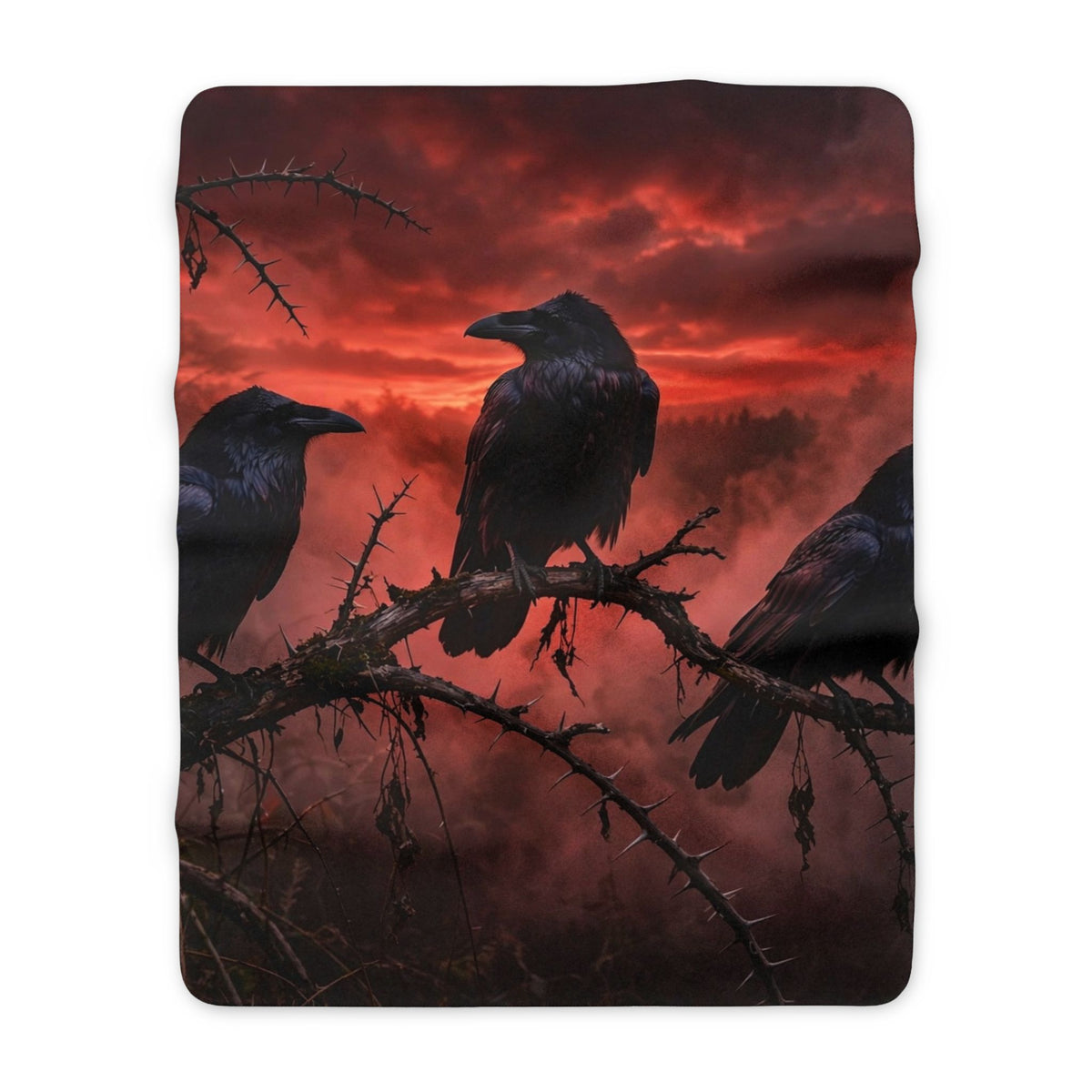 Ravens at Dusk Sherpa Blanket — Gothic Fleece Throw