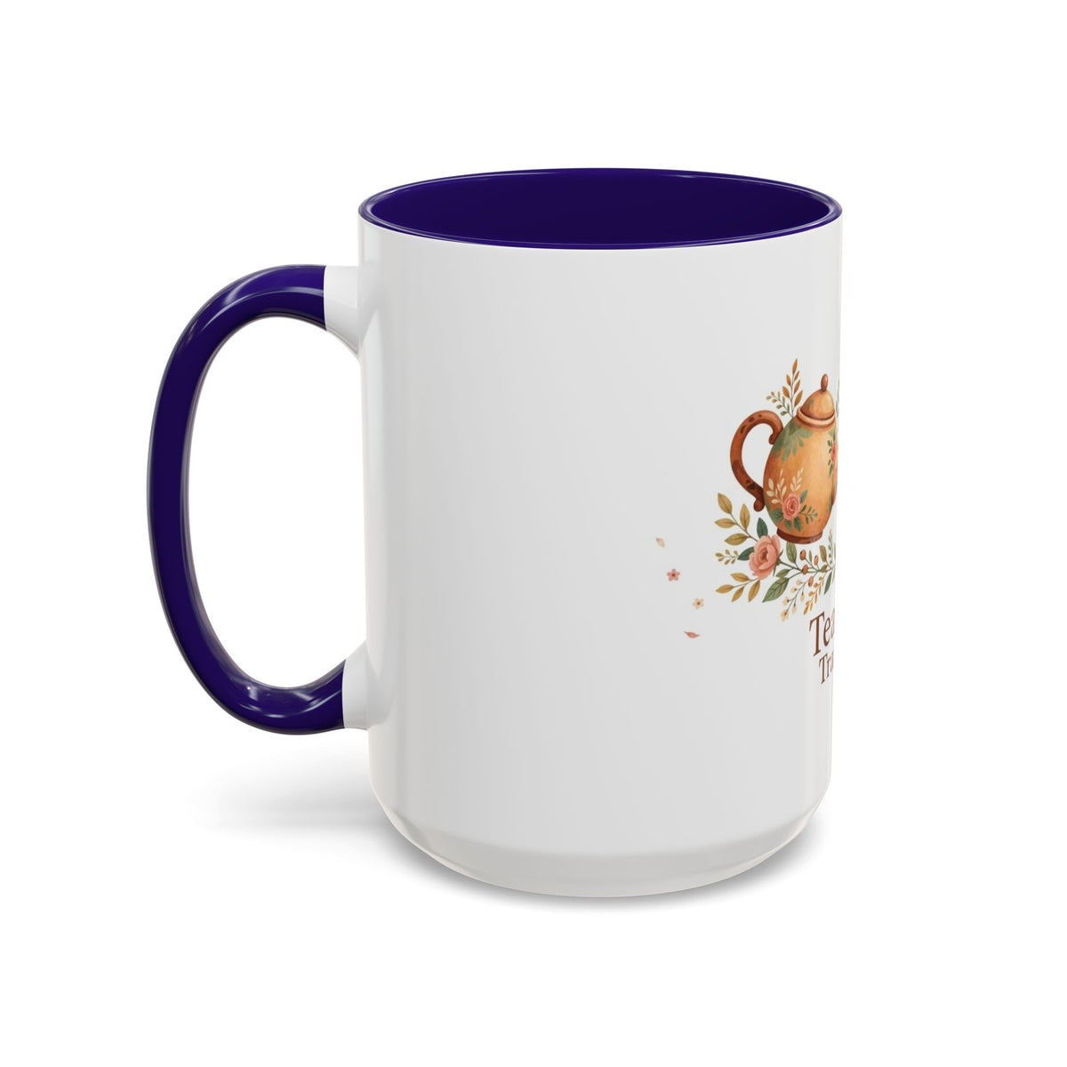 Tea Time Tranquility color accent ceramic tea mug — Amanda's Brew House