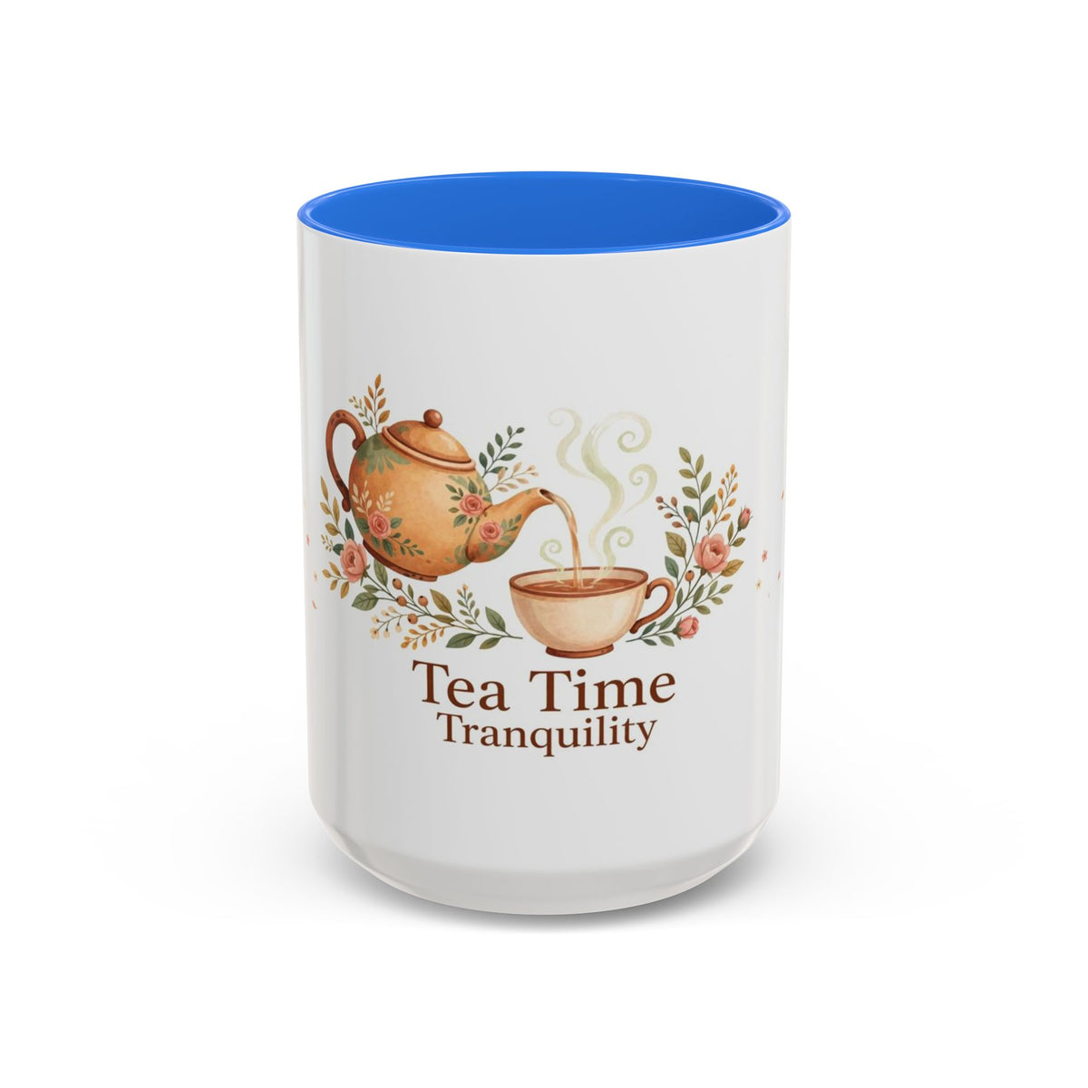Tea Time Tranquility color accent ceramic tea mug — Amanda's Brew House