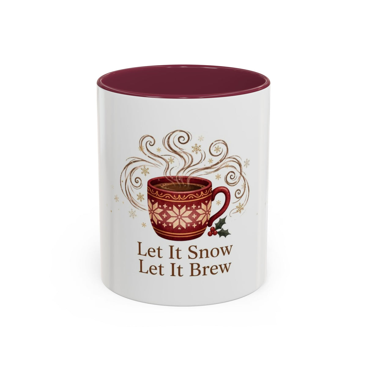 Let It Snow, Let It Brew color accent ceramic coffee mug — Amanda's Brew House